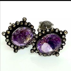 COPY - Antique 13.10ctw Rose Cut Diamond and Amethyst Earrings